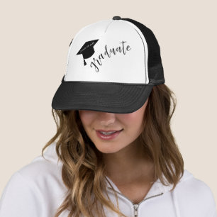 Minimalist Grad Cap Black & White Graduation