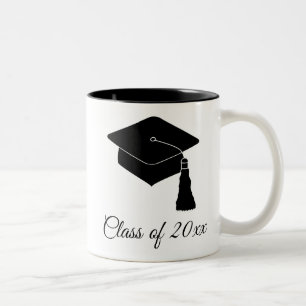 Minimalist Grad Cap Class Year Two-Tone Coffee Mug