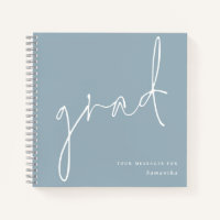 Minimalist Grad Dusty Blue Graduate Guest Book