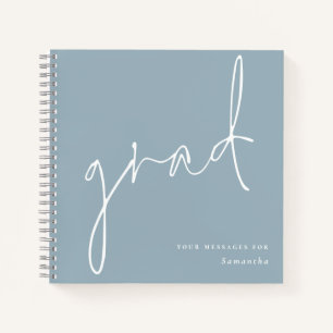 Minimalist Grad Dusty Blue Graduate Guest Book