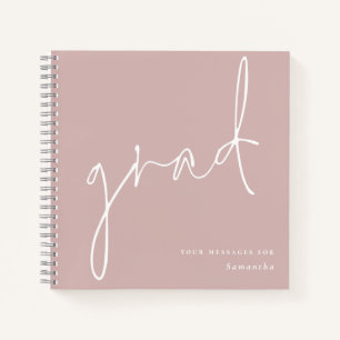 Minimalist Grad Dusty Rose Graduate Guest Book