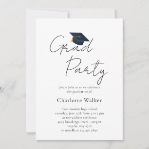 Minimalist Grad Hat & Elegant Typography Invitation