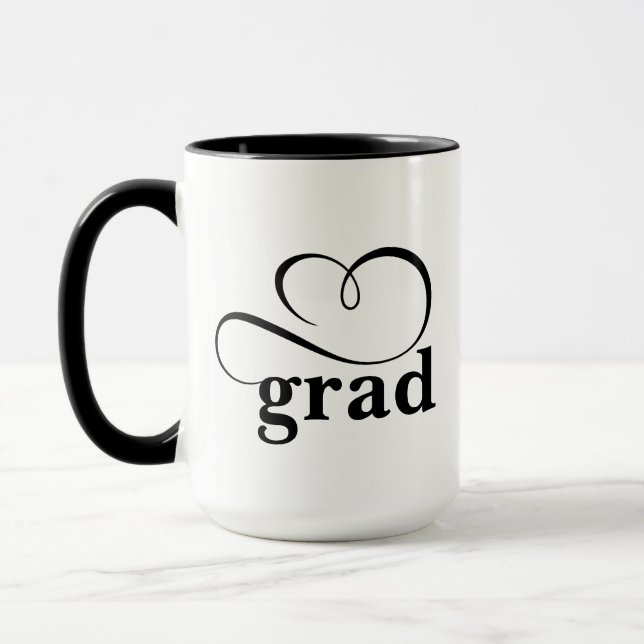 Minimalist Grad Heart Calligraphy Custom Mug (Left)
