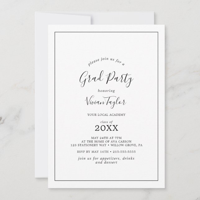 Minimalist Grad Party Invitation (Front)
