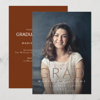Minimalist GRAD photo graduation party invitation