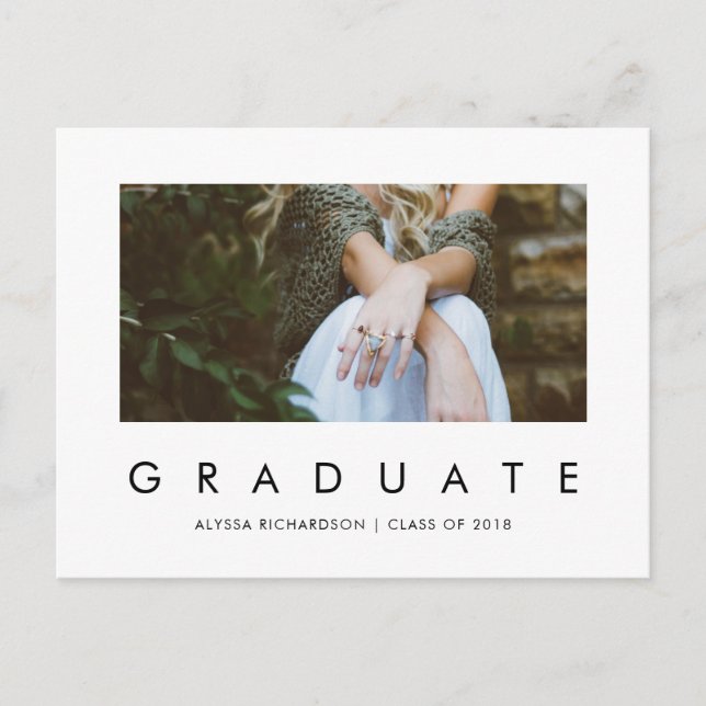 Minimalist Grad | Photo Graduation Party Invite (Front)