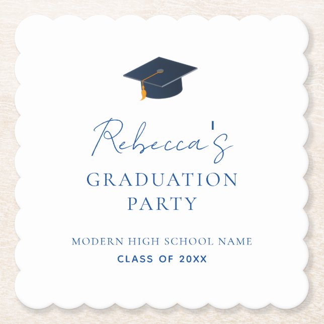 Minimalist Graduate Commencement Table Decor Paper Coaster (Front)