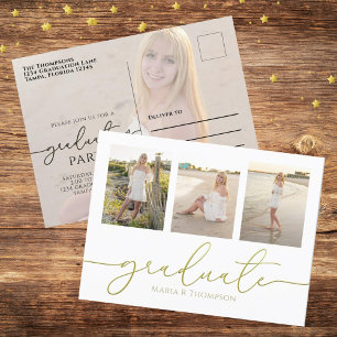 Minimalist Graduate Modern Simple Gold Photo  Postcard
