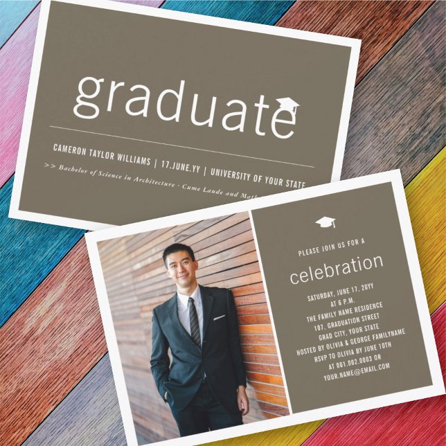 Minimalist Graduate Photo Simple Graduation Party Invitation (Creator Uploaded)