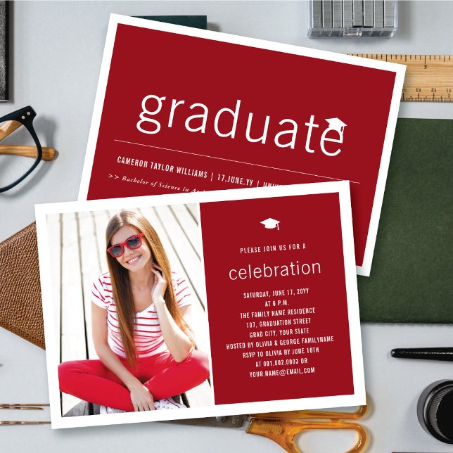 Minimalist Graduate Photo Simple Graduation Party Invitation (Creator Uploaded)