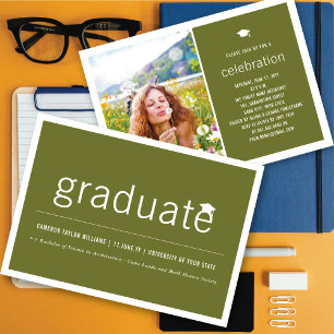 Minimalist Graduate Photo Simple Graduation Party Invitation