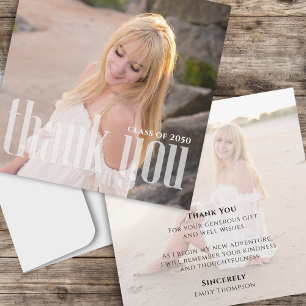 Minimalist Graduate Photo Thank You Custom Card