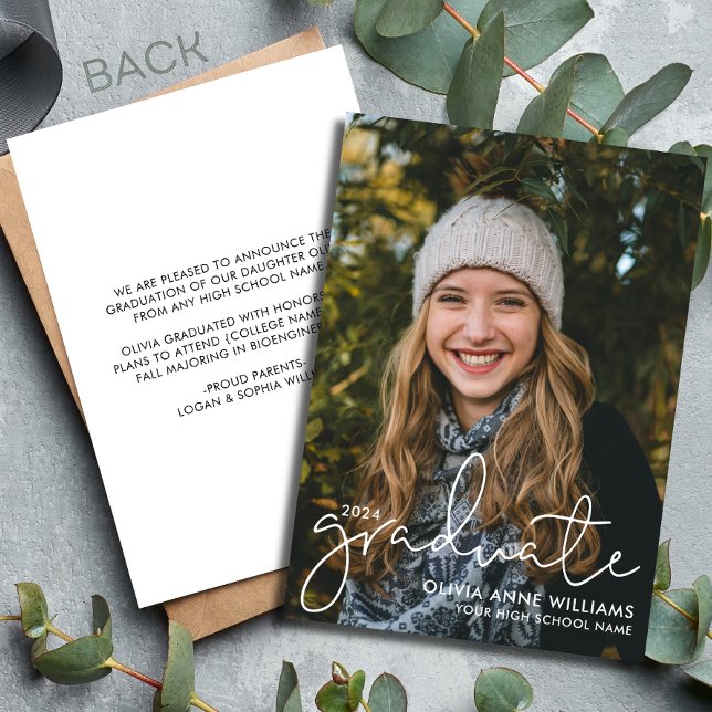 Minimalist Graduate Script High School Announcement (Creator Uploaded)