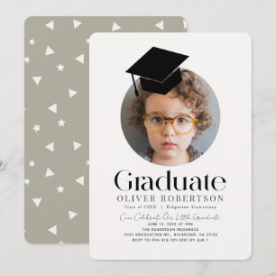 Minimalist Graduation Cap Kids Photo Invitation