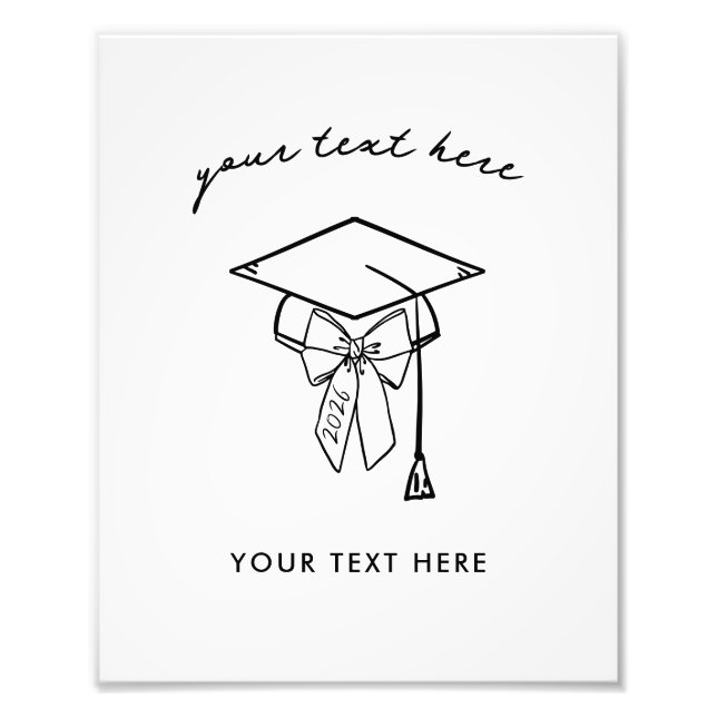 Minimalist Graduation Cap with Bow Sign (Front)