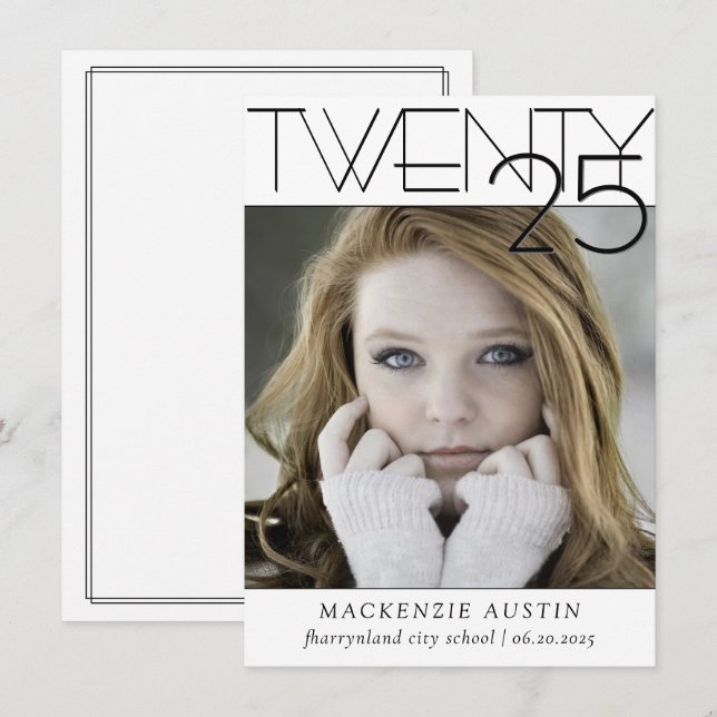 Minimalist Graduation | Classic Script Grad Photo Announcement (Front/Back)