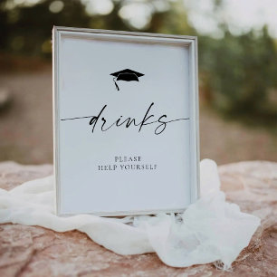 Minimalist Graduation Drinks Pedestal Sign