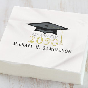 Minimalist Graduation Elegant Classic Mortarboard Napkin
