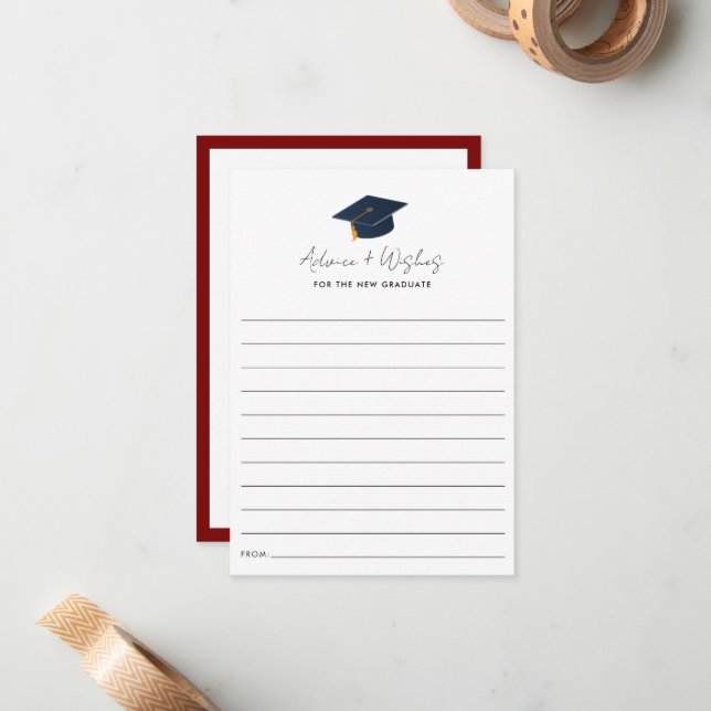 Minimalist Graduation Icon Advice Card (Front/Back In Situ)