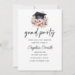 Minimalist  Graduation Invitation, Elegant Black  Invitation