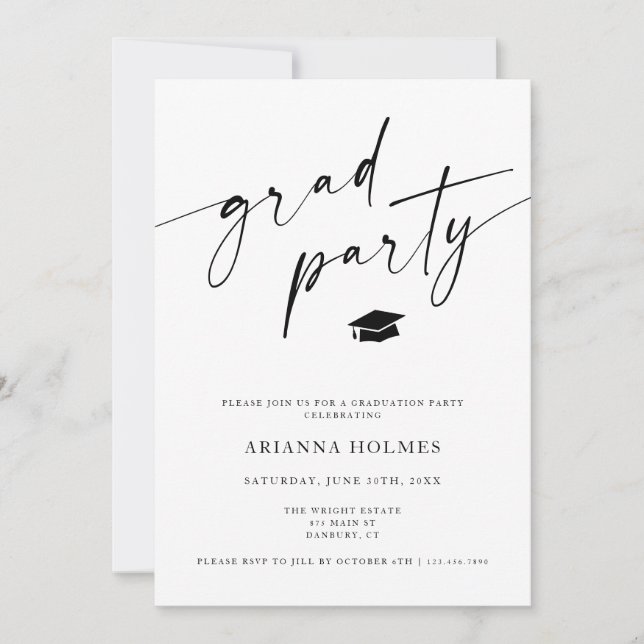 Minimalist Graduation Party Grad Party Invitation (Front)