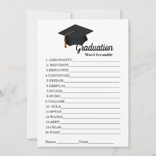 Minimalist graduation party scramble word game invitation