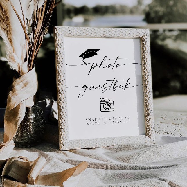 Minimalist Graduation Photo Guest Book Pedestal Sign (Creator Uploaded)