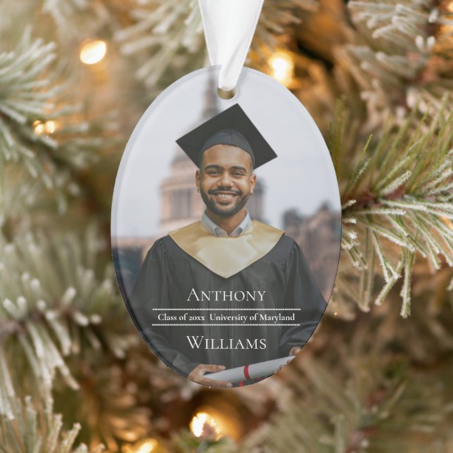 Minimalist Graduation Photo Oval Ornament (Tree)