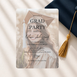 Minimalist Graduation Photo Party Invitation