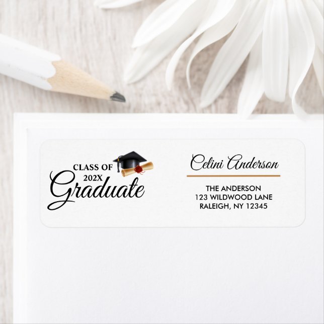 Minimalist Graduation Script Custom Return Address (Insitu)