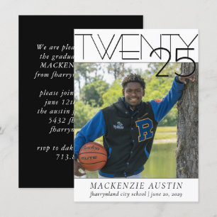 Minimalist Graduation Script Grad Photo Party Invitation