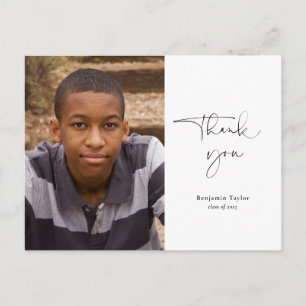 Minimalist Graduation Thank You with Photo Postcard