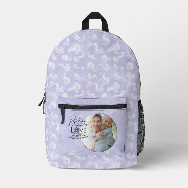 Minimalist Granddaughter Typography Photo Printed Backpack (Front)