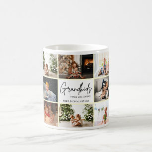 Minimalist Grandkids Make Life Grand 8 Photo Coffee Mug