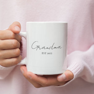 Minimalist Grandma EST 2025   Personalised Gift Coffee Mug
