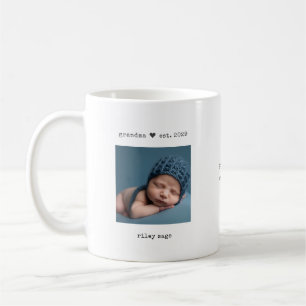 Minimalist Grandma Est. Personalised Photo Coffee Mug