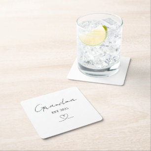 Minimalist Grandma EST Year Custom Paper Coaster