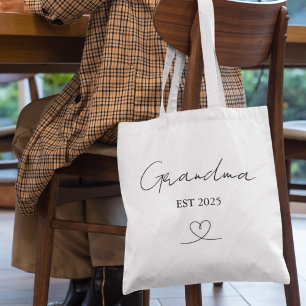 Minimalist Grandma EST Year Custom Tote Bag