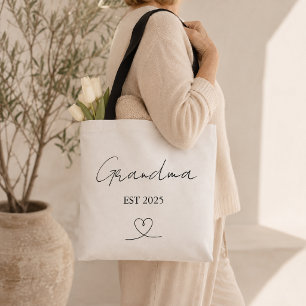 Minimalist Grandma EST Year Custom Tote Bag