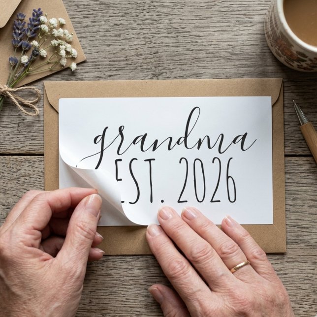 Minimalist Grandma Est Year Elegant Script Design Rectangular Sticker (Creator Uploaded)