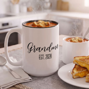 Minimalist Grandma Established Black Script Text Coffee Mug