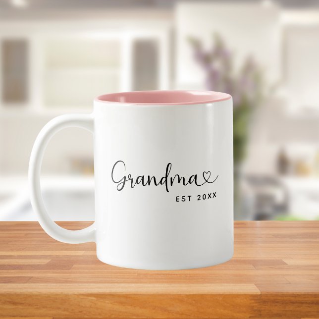 Minimalist Grandma Established Elegant Script  Two-Tone Coffee Mug (Creator Uploaded)