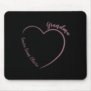 Minimalist Grandma With Grandkids Names And Heart  Mouse Mat