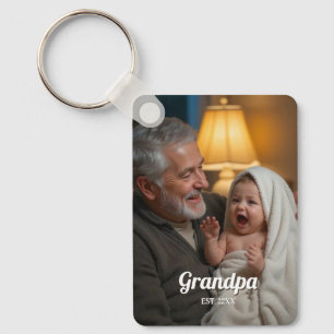 Minimalist Grandpa EST Custom Photo Key Ring