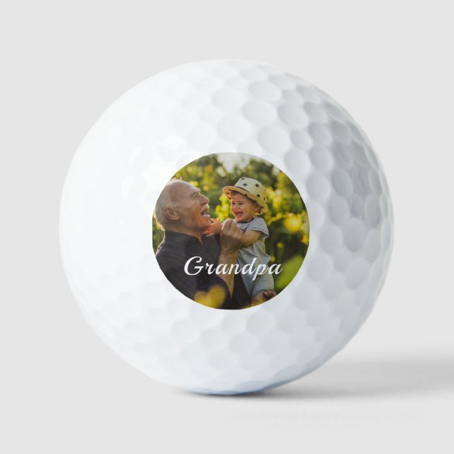 Minimalist grandpa  Photo and Script Personalised  Golf Balls (Front)