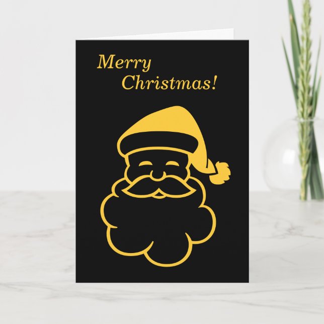 minimalist graphic design gold santa for christmas holiday card (Front)
