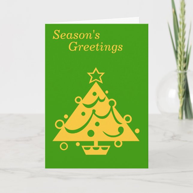 minimalist graphic design gold tree for christmas holiday card (Front)