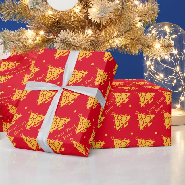 minimalist graphic design gold tree for christmas wrapping paper (Holidays)