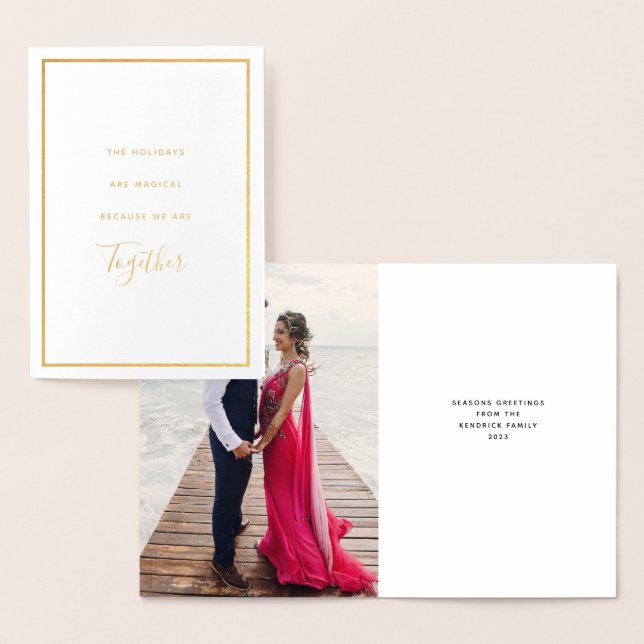 Minimalist Gratitude Photo Holiday Gold Foil Card (Display)