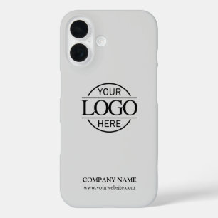 Minimalist Gray Promotional Company Business Logo iPhone 16 Case